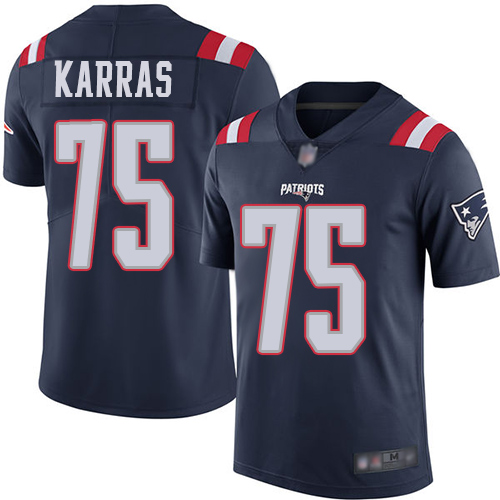 New England Patriots Football #75 Rush Vapor Untouchable Limited Navy Blue Men Ted Karras NFL Jersey